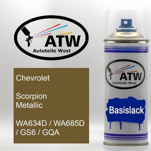 Chevrolet, Scorpion Metallic, WA634D / WA685D / GS6 / GQA: 400ml Sprühdose, von ATW Autoteile West.